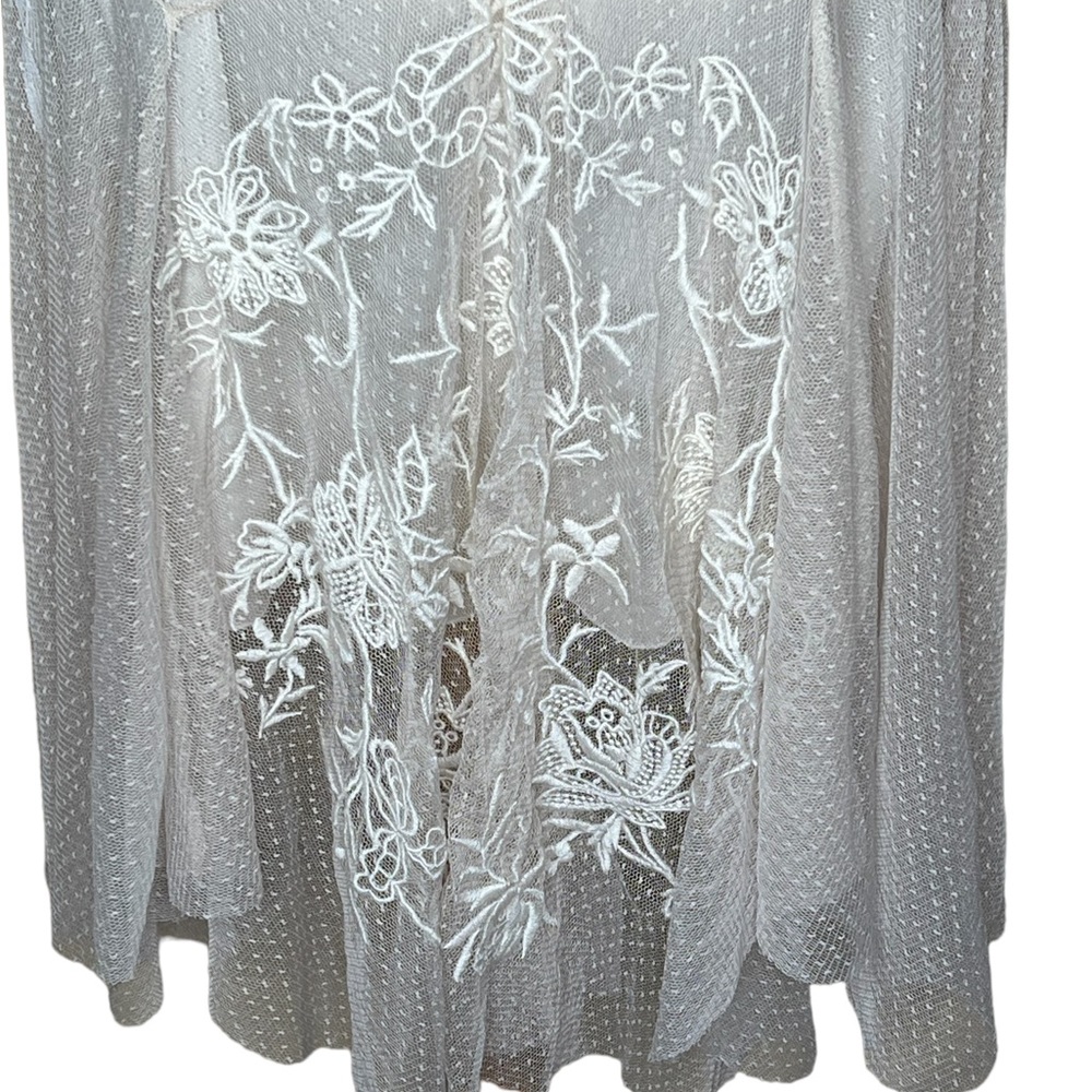 Johnny Was Biya Parchment Sheer Netting Embroidered Dress With Slip Small NWT - Picture 4 of 16